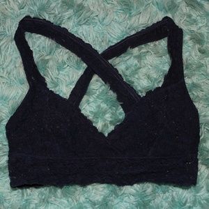 Navy Blue Cross Back Lace aerie Bralette